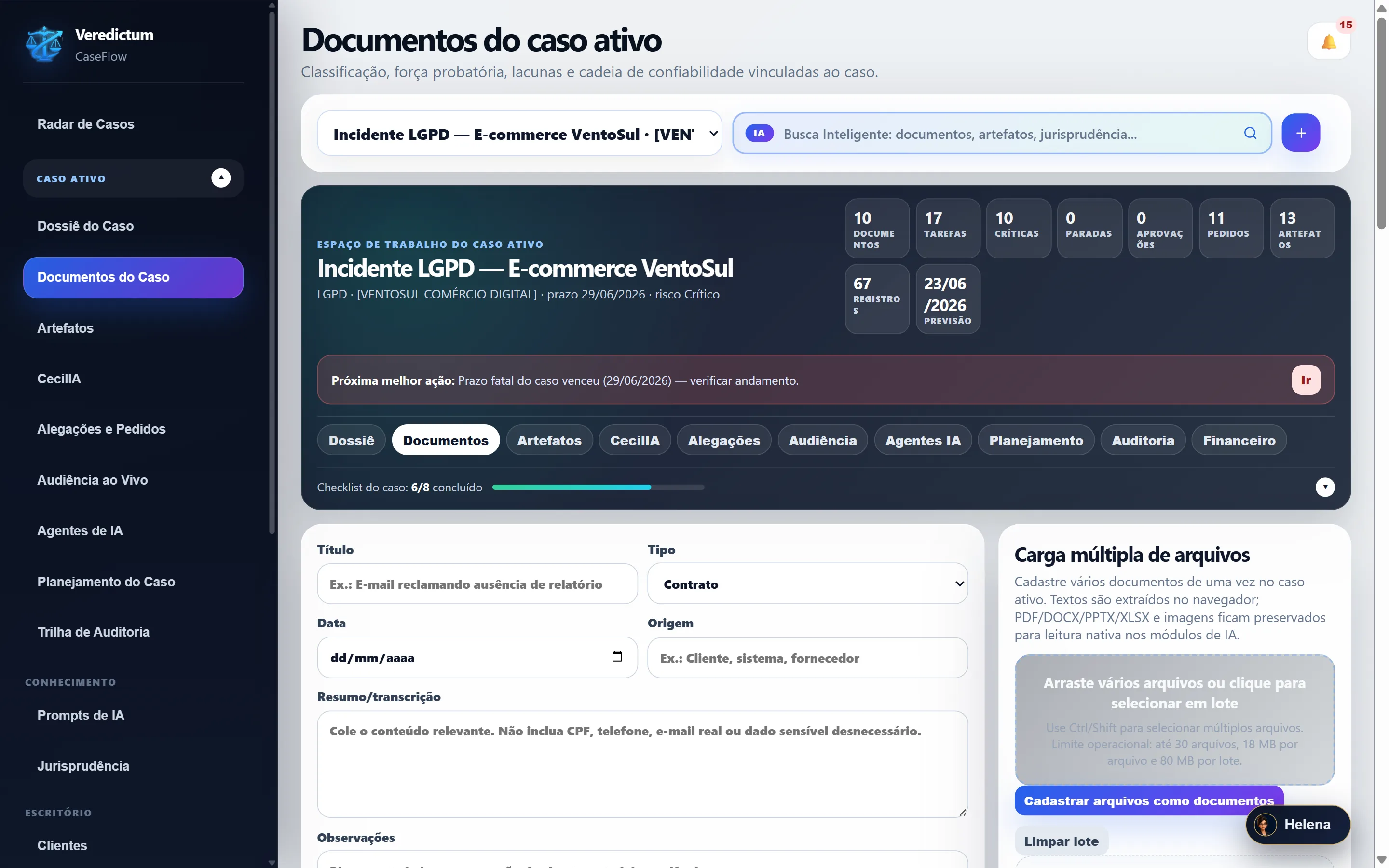 Documentos do caso